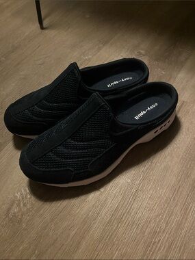 Easy Spirit Navy Blue Mesh Slip-On Mule with White Sole